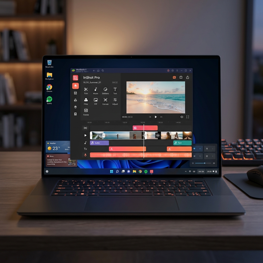 InShot Mod APK Running on PC Emulator Mockup